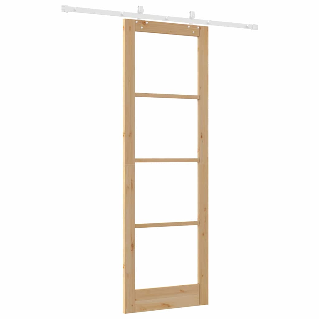 Συρόμενη Πόρτα Φυσικό 78 x 232 cm Μασίφ ξύλο πεύκου και γυαλί