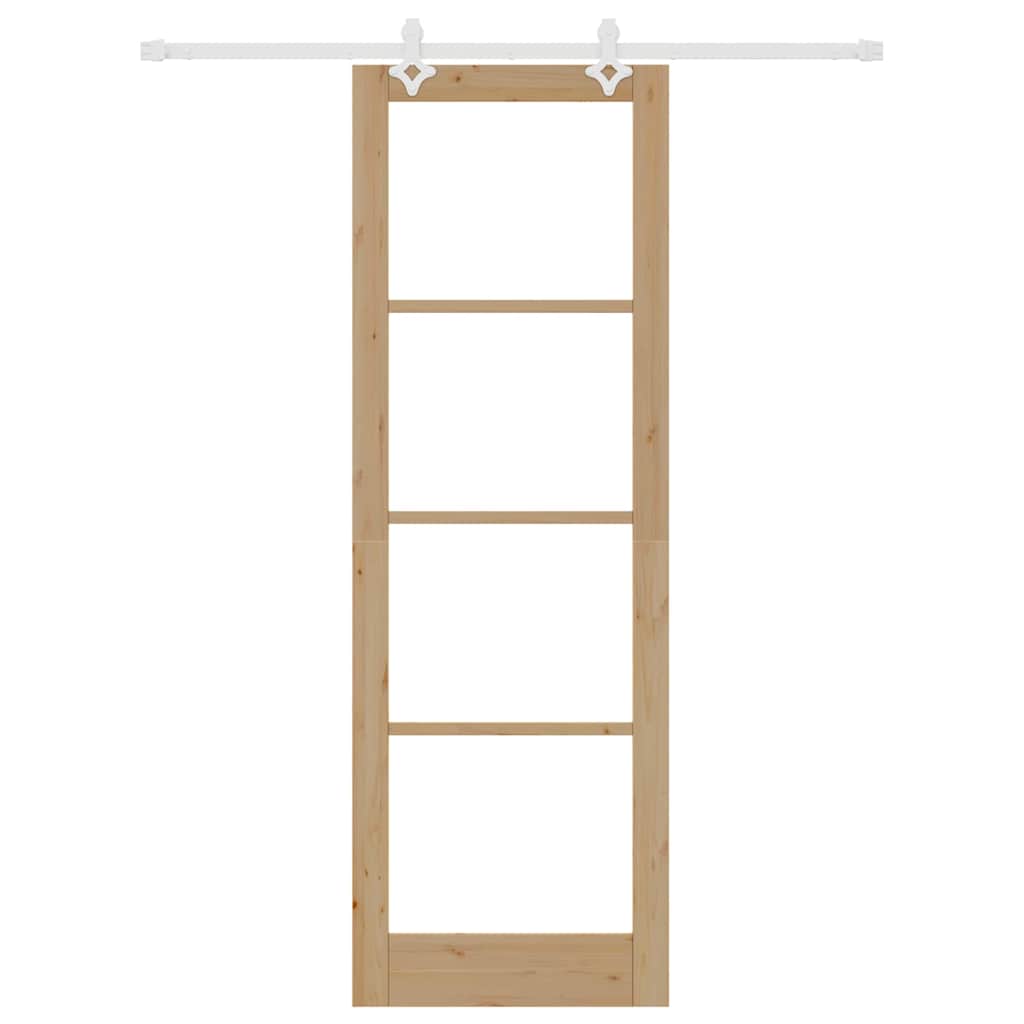 Συρόμενη Πόρτα Φυσικό 78 x 232 cm Μασίφ ξύλο πεύκου και γυαλί