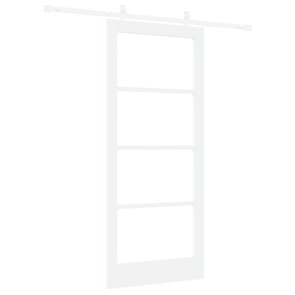 Συρόμενη Πόρτα 86 x 198,5 cm Μασίφ ξύλο πεύκου και γυαλί Λευκό - Pakobazaar