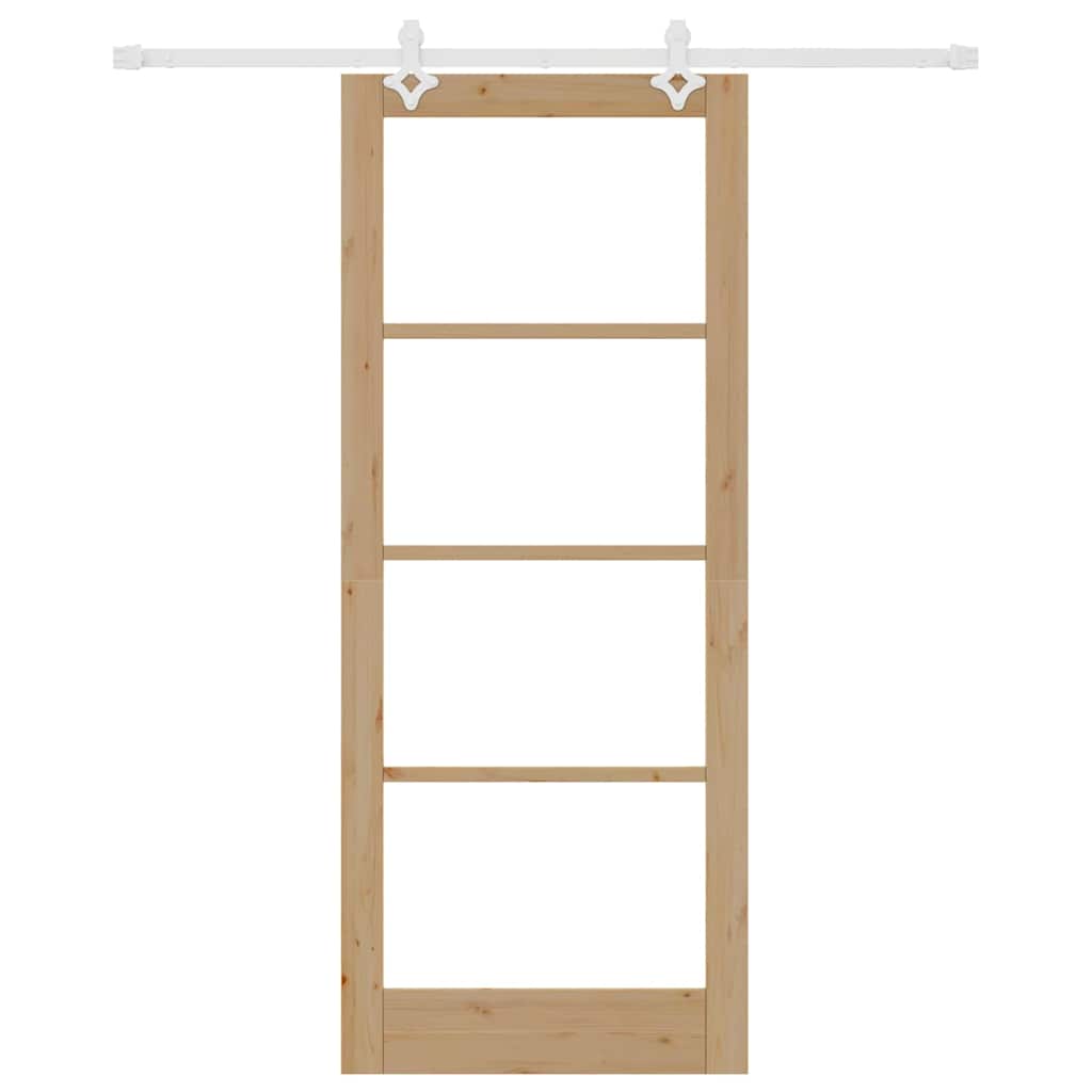 Συρόμενη Πόρτα 86 x 211 cm Μασίφ ξύλο πεύκου και γυαλί Φυσικό