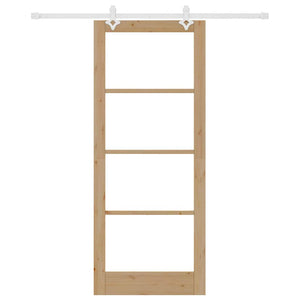 Συρόμενη Πόρτα 86 x 211 cm Μασίφ ξύλο πεύκου και γυαλί Φυσικό