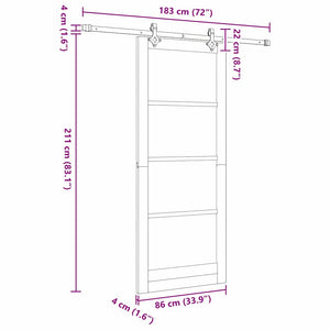 Συρόμενη Πόρτα 86 x 211 cm Μασίφ ξύλο πεύκου και γυαλί Φυσικό