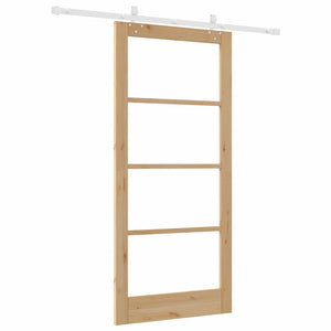 Συρόμενη Πόρτα Φυσικό 93 x 202 cm Μασίφ ξύλο πεύκου και γυαλί - Pakobazaar