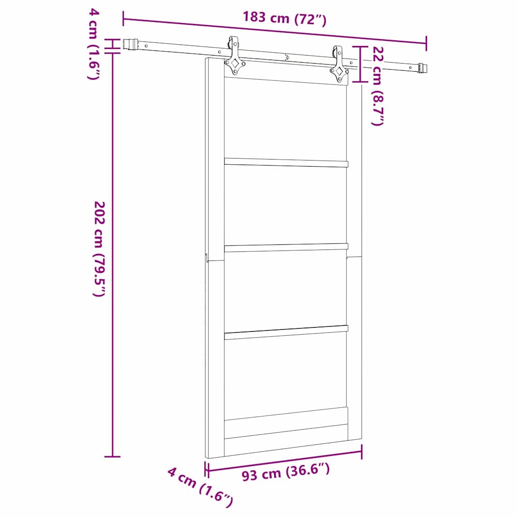 Συρόμενη Πόρτα Φυσικό 93 x 202 cm Μασίφ ξύλο πεύκου και γυαλί - Pakobazaar