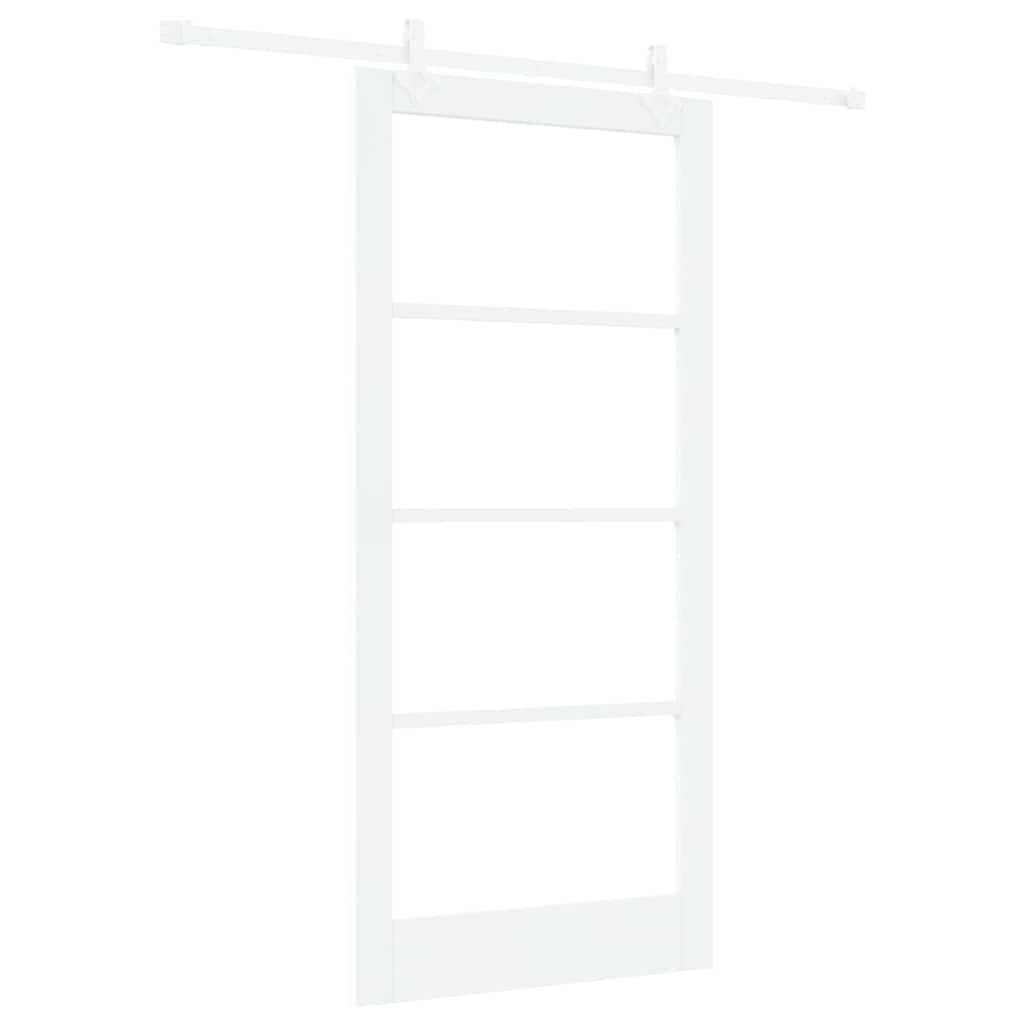 Συρόμενη Πόρτα Λευκό 93 x 202 cm Μασίφ ξύλο πεύκου και γυαλί - Pakobazaar