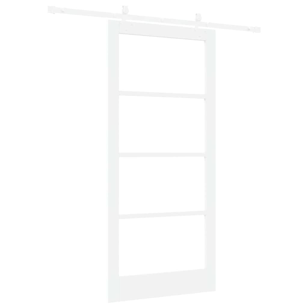 Συρόμενη Πόρτα Λευκό 93 x 202 cm Μασίφ ξύλο πεύκου και γυαλί - Pakobazaar