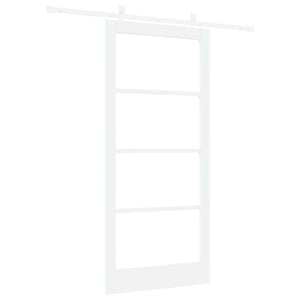 Συρόμενη Πόρτα Λευκό 93 x 202 cm Μασίφ ξύλο πεύκου και γυαλί - Pakobazaar