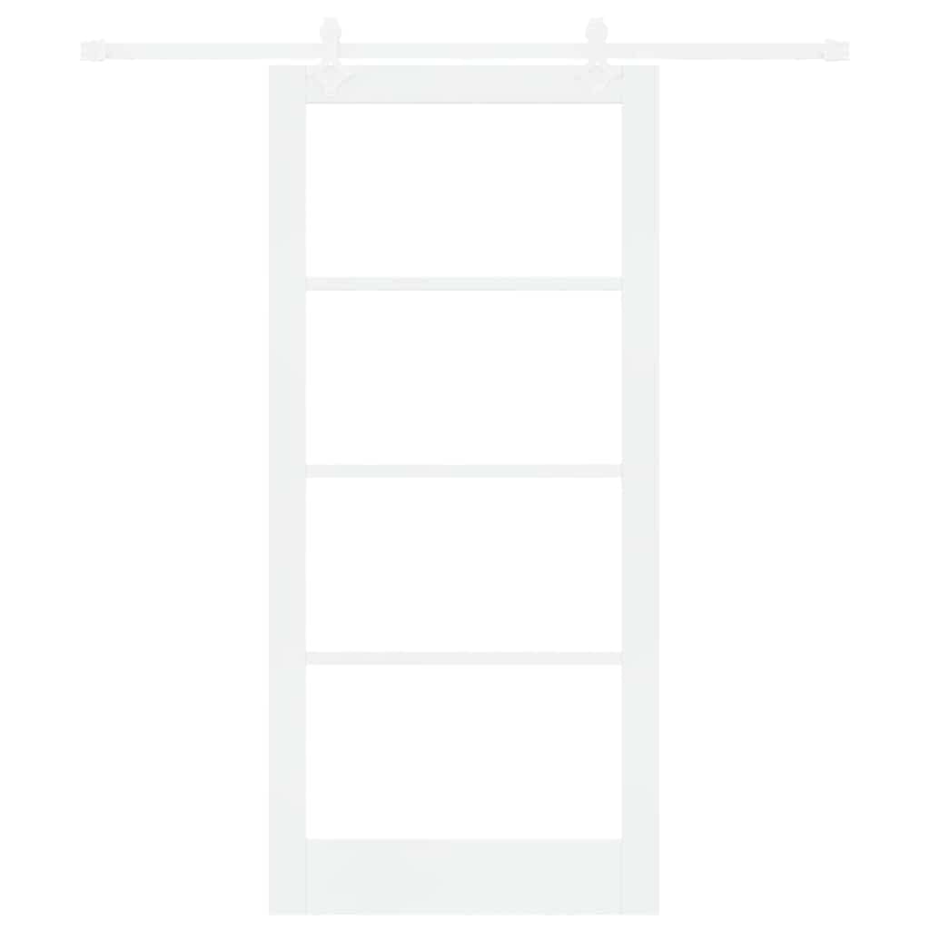 Συρόμενη Πόρτα Λευκό 93 x 202 cm Μασίφ ξύλο πεύκου και γυαλί - Pakobazaar