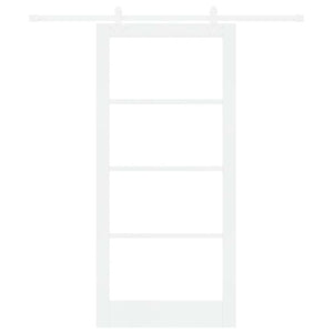 Συρόμενη Πόρτα Λευκό 93 x 202 cm Μασίφ ξύλο πεύκου και γυαλί - Pakobazaar