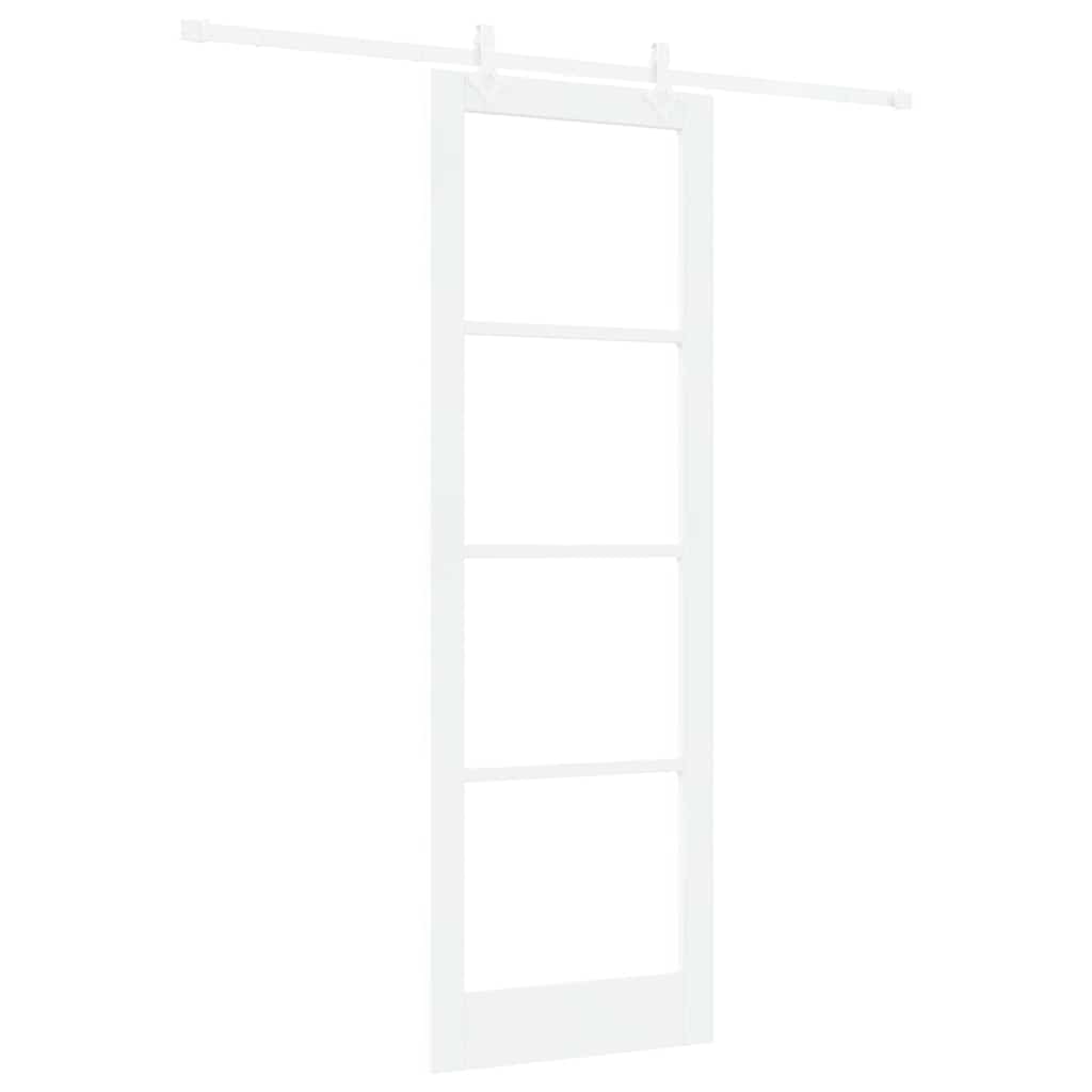 Συρόμενη Πόρτα Λευκό 78 x 232 cm Μασίφ ξύλο πεύκου και γυαλί - Pakobazaar