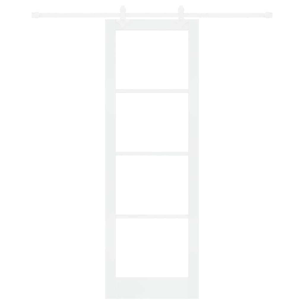 Συρόμενη Πόρτα Λευκό 78 x 232 cm Μασίφ ξύλο πεύκου και γυαλί - Pakobazaar