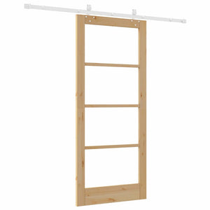 Συρόμενη Πόρτα 86 x 198,5 cm Μασίφ ξύλο πεύκου και γυαλί Φυσικό - Pakobazaar
