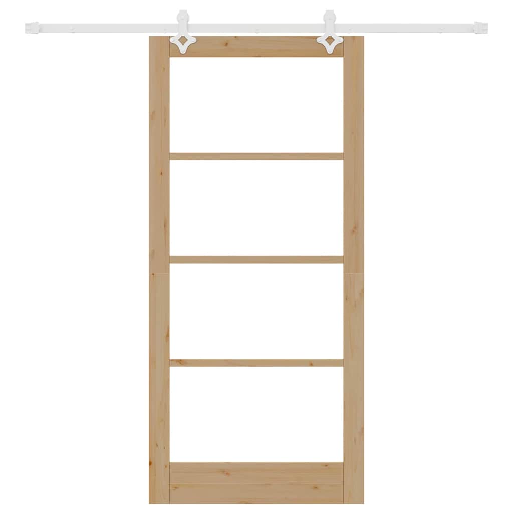 Συρόμενη Πόρτα Φυσικό 93 x 202 cm Μασίφ ξύλο πεύκου και γυαλί - Pakobazaar