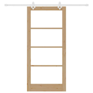 Συρόμενη Πόρτα Φυσικό 93 x 202 cm Μασίφ ξύλο πεύκου και γυαλί - Pakobazaar