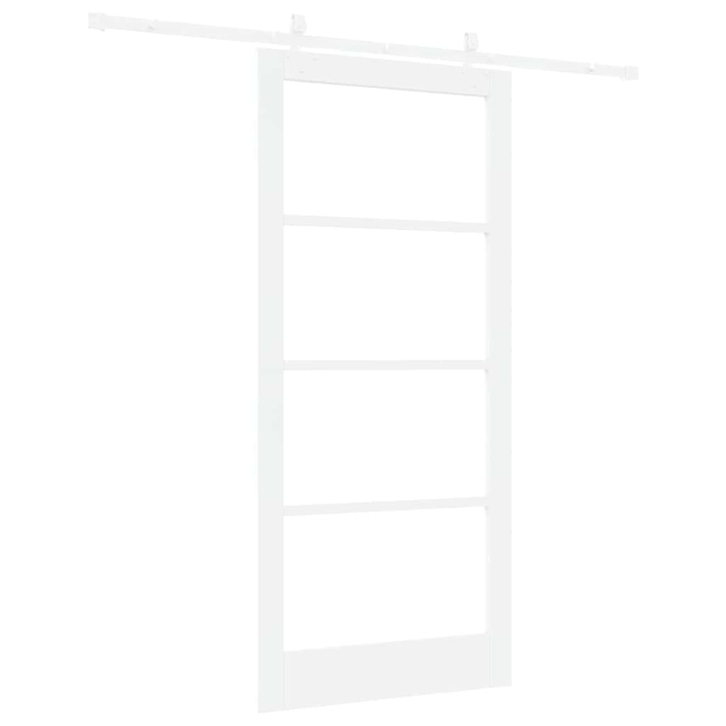 Συρόμενη Πόρτα Λευκό 93 x 202 cm Μασίφ ξύλο πεύκου και γυαλί - Pakobazaar
