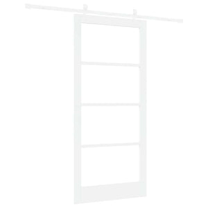 Συρόμενη Πόρτα Λευκό 93 x 202 cm Μασίφ ξύλο πεύκου και γυαλί - Pakobazaar