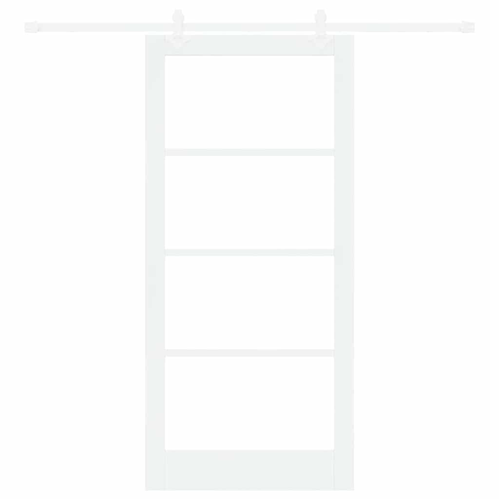 Συρόμενη Πόρτα Λευκό 93 x 202 cm Μασίφ ξύλο πεύκου και γυαλί - Pakobazaar