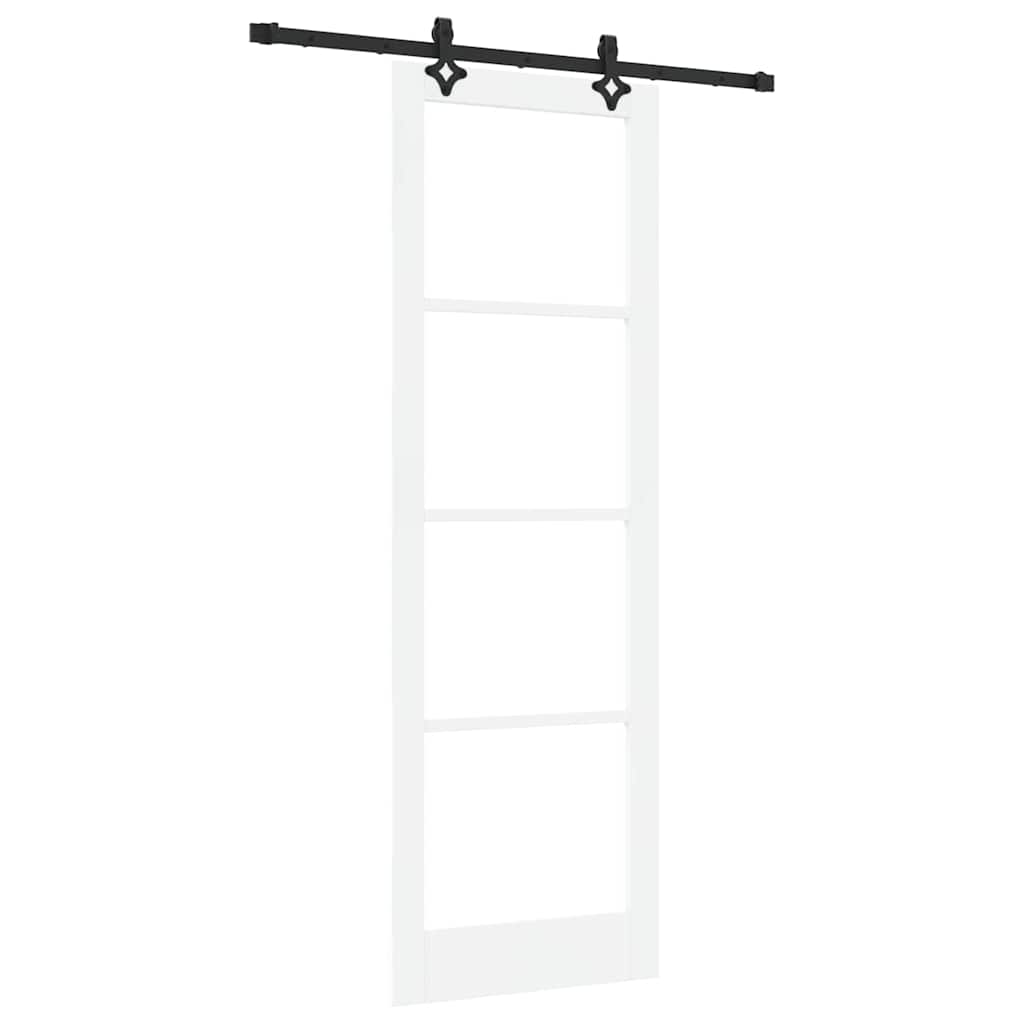 Συρόμενη Πόρτα Λευκό 78 x 232 cm Μασίφ ξύλο πεύκου και γυαλί - Pakobazaar