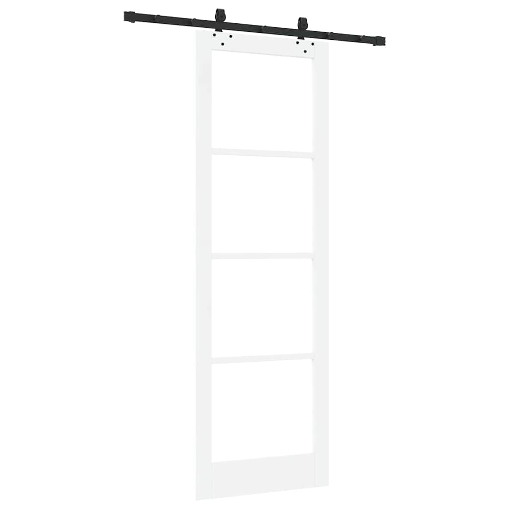 Συρόμενη Πόρτα Λευκό 78 x 232 cm Μασίφ ξύλο πεύκου και γυαλί - Pakobazaar