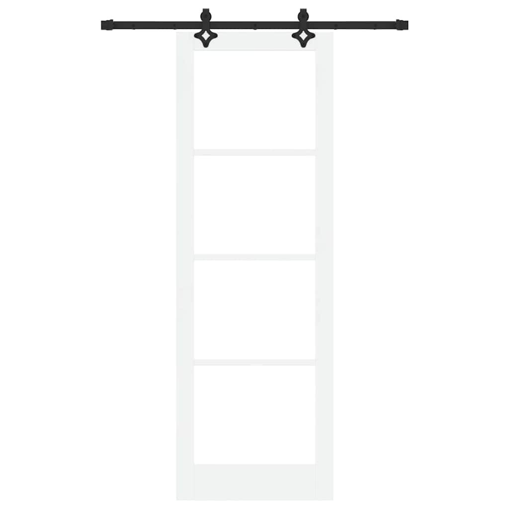 Συρόμενη Πόρτα Λευκό 78 x 232 cm Μασίφ ξύλο πεύκου και γυαλί - Pakobazaar