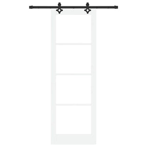 Συρόμενη Πόρτα Λευκό 78 x 232 cm Μασίφ ξύλο πεύκου και γυαλί - Pakobazaar