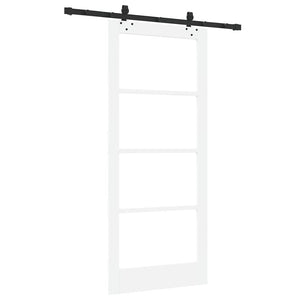Συρόμενη Πόρτα Λευκό 86 x 198,5 cm Μασίφ ξύλο πεύκου και γυαλί
