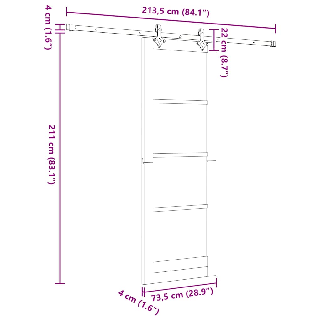 Συρόμενη Πόρτα Λευκό 73,5 x 211 εκ Μασίφ ξύλο πεύκου και γυαλί - Pakobazaar