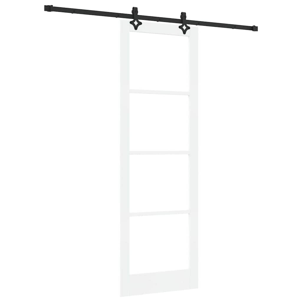 Συρόμενη Πόρτα Λευκό 78 x 232 cm Μασίφ ξύλο πεύκου και γυαλί