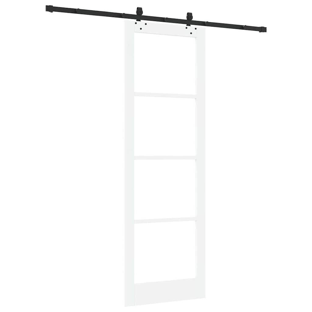 Συρόμενη Πόρτα Λευκό 78 x 232 cm Μασίφ ξύλο πεύκου και γυαλί