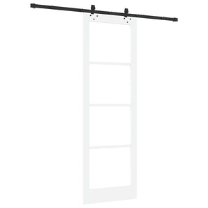 Συρόμενη Πόρτα Λευκό 78 x 232 cm Μασίφ ξύλο πεύκου και γυαλί