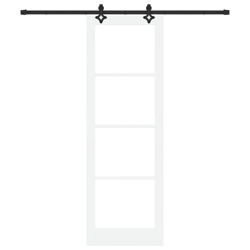 Συρόμενη Πόρτα Λευκό 78 x 232 cm Μασίφ ξύλο πεύκου και γυαλί