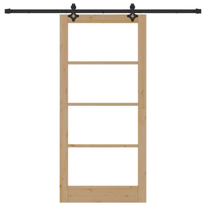 Συρόμενη Πόρτα Φυσικό 93 x 202 cm Μασίφ ξύλο πεύκου και γυαλί - Pakobazaar