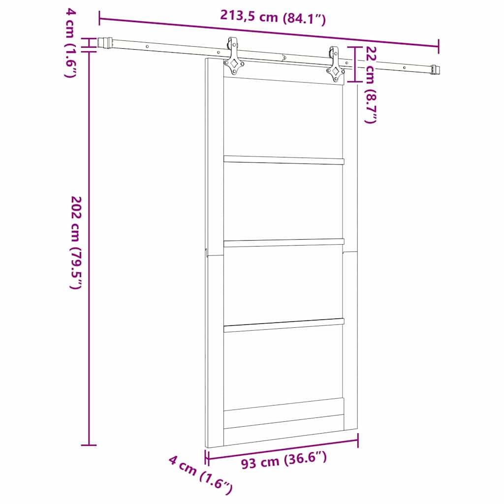 Συρόμενη Πόρτα Φυσικό 93 x 202 cm Μασίφ ξύλο πεύκου και γυαλί - Pakobazaar