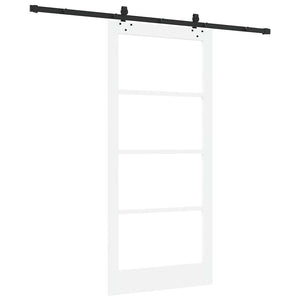Συρόμενη Πόρτα Λευκό 93 x 202 cm Μασίφ ξύλο πεύκου και γυαλί - Pakobazaar