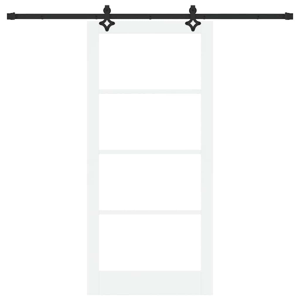 Συρόμενη Πόρτα Λευκό 93 x 202 cm Μασίφ ξύλο πεύκου και γυαλί - Pakobazaar