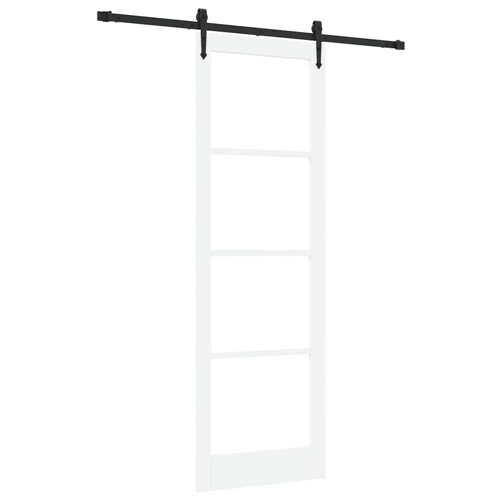 Συρόμενη Πόρτα Λευκό 78 x 232 cm Μασίφ ξύλο πεύκου και γυαλί