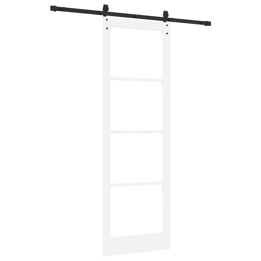 Συρόμενη Πόρτα Λευκό 78 x 232 cm Μασίφ ξύλο πεύκου και γυαλί