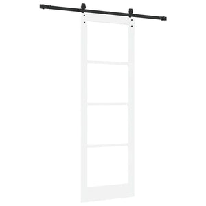 Συρόμενη Πόρτα Λευκό 78 x 232 cm Μασίφ ξύλο πεύκου και γυαλί