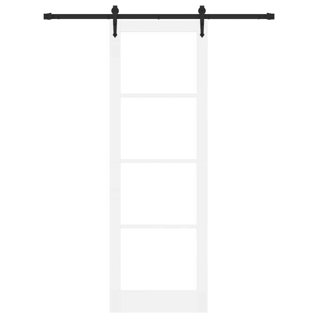 Συρόμενη Πόρτα Λευκό 78 x 232 cm Μασίφ ξύλο πεύκου και γυαλί