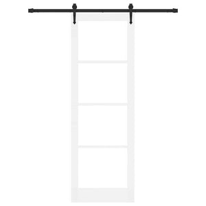 Συρόμενη Πόρτα Λευκό 78 x 232 cm Μασίφ ξύλο πεύκου και γυαλί