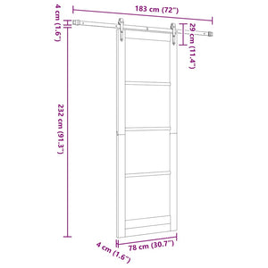 Συρόμενη Πόρτα Λευκό 78 x 232 cm Μασίφ ξύλο πεύκου και γυαλί