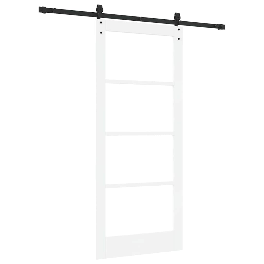 Συρόμενη Πόρτα Λευκό 86 x 198,5 cm Μασίφ ξύλο πεύκου και γυαλί - Pakobazaar