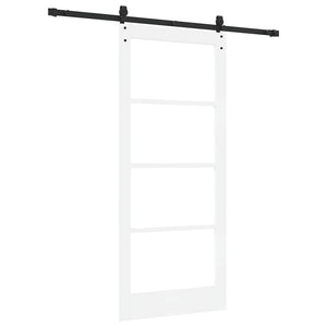 Συρόμενη Πόρτα Λευκό 86 x 198,5 cm Μασίφ ξύλο πεύκου και γυαλί - Pakobazaar