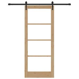 Συρόμενη Πόρτα Φυσικό 86 x 211 cm Μασίφ ξύλο πεύκου και γυαλί - Pakobazaar