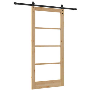 Συρόμενη Πόρτα Φυσικό 93 x 202 cm Μασίφ ξύλο πεύκου και γυαλί - Pakobazaar