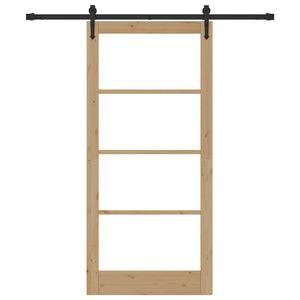 Συρόμενη Πόρτα Φυσικό 93 x 202 cm Μασίφ ξύλο πεύκου και γυαλί - Pakobazaar