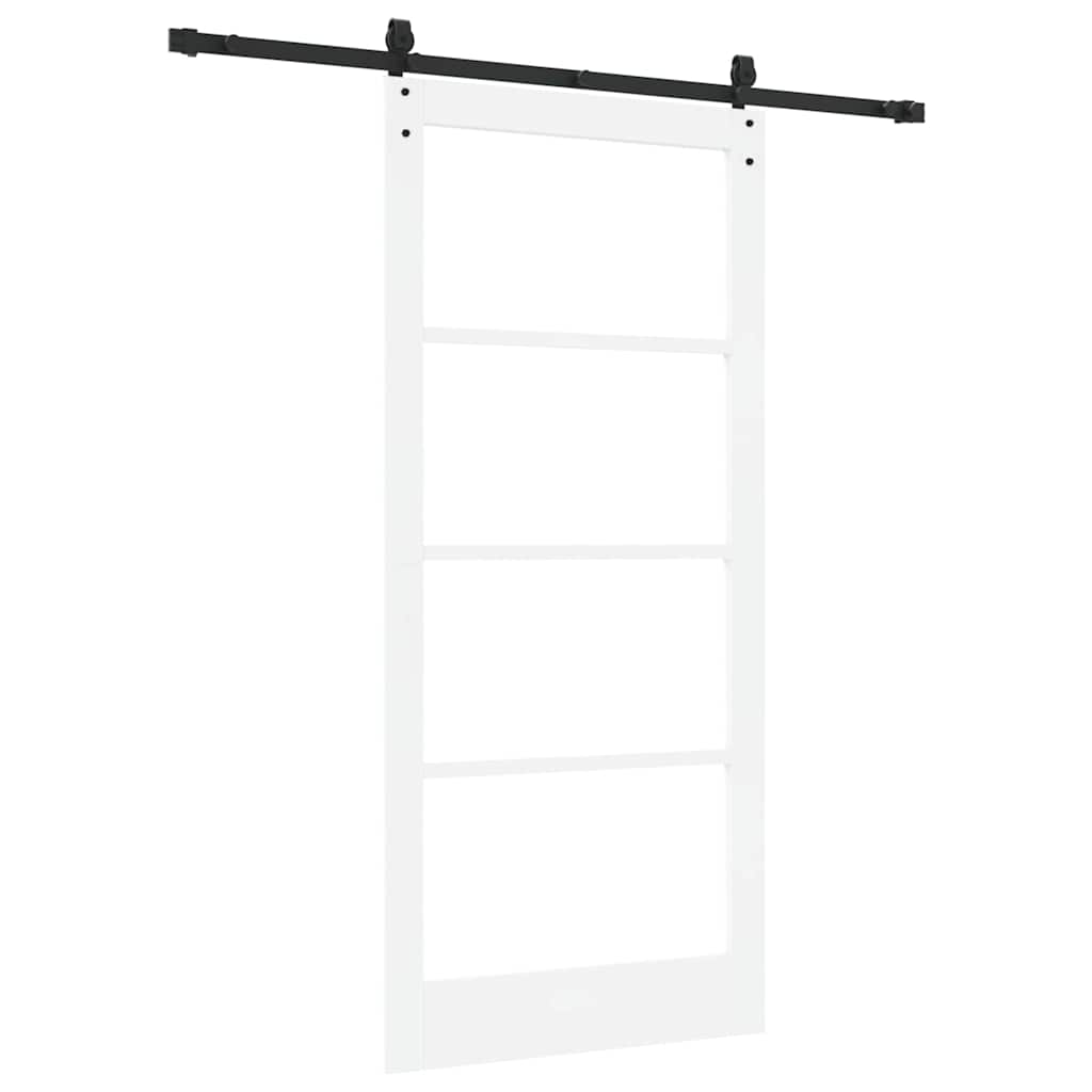 Συρόμενη Πόρτα Λευκό 93 x 202 cm Μασίφ ξύλο πεύκου και γυαλί - Pakobazaar