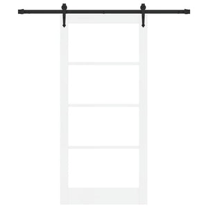 Συρόμενη Πόρτα Λευκό 93 x 202 cm Μασίφ ξύλο πεύκου και γυαλί - Pakobazaar