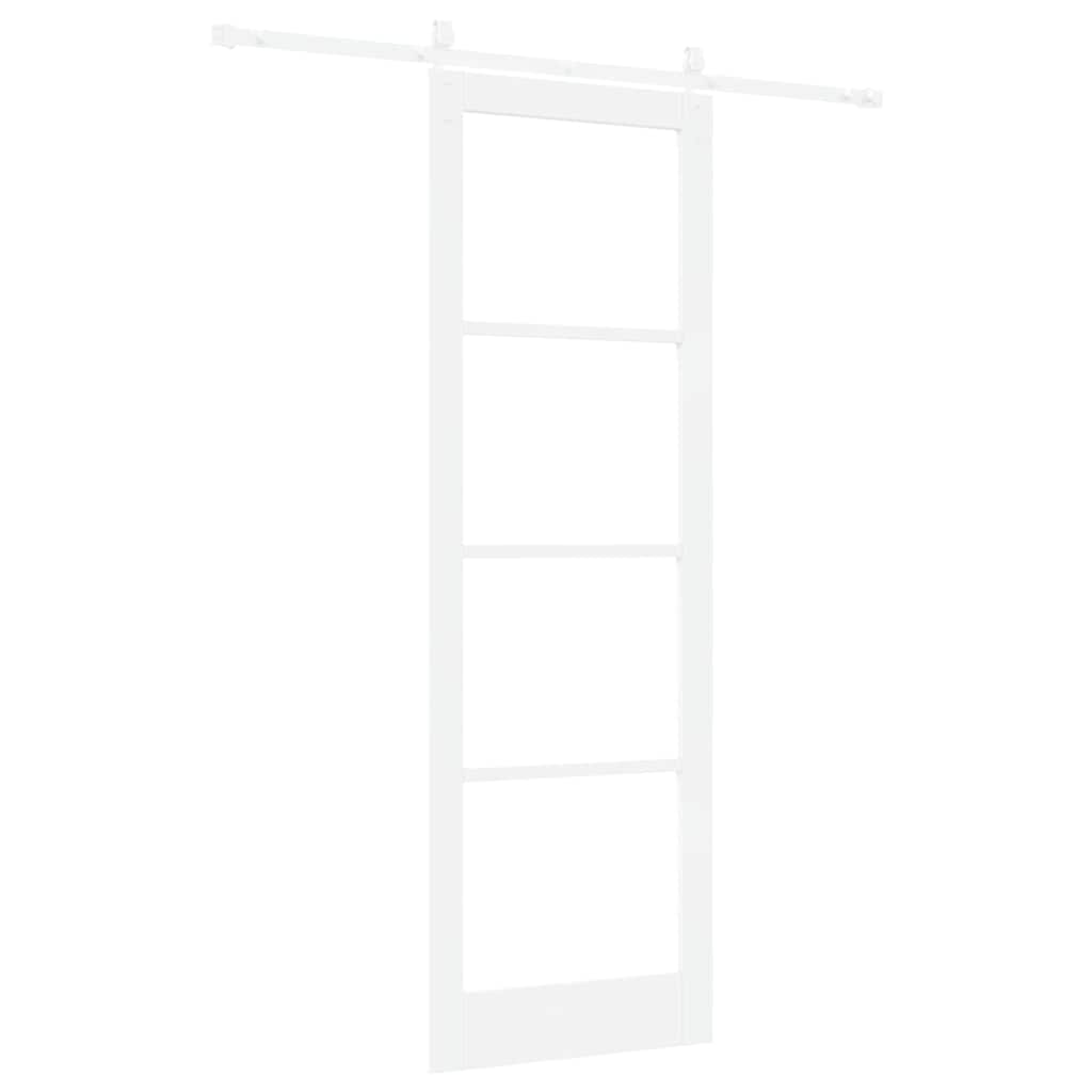 Συρόμενη Πόρτα Λευκό 78 x 232 cm Μασίφ ξύλο πεύκου και γυαλί - Pakobazaar