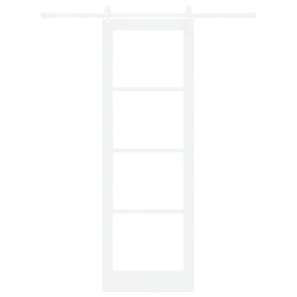 Συρόμενη Πόρτα Λευκό 78 x 232 cm Μασίφ ξύλο πεύκου και γυαλί - Pakobazaar